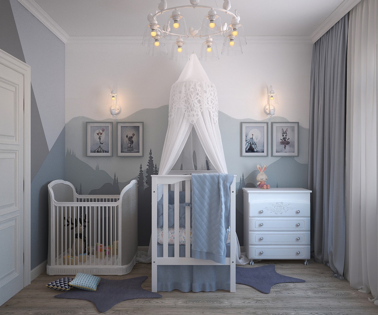 Veilig kinderbed met afgeronde hoeken en stevige leuning.