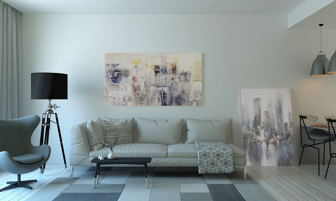 Modern interieur met kleur van het jaar.